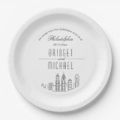 フィラデルフィアデコスカイライン |の結婚イベント ペーパープレート (正面)