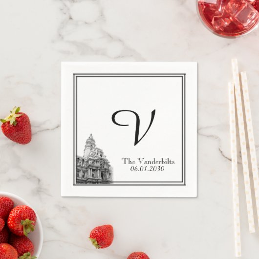 フィラデルフィアデスティネーションウェディングナプキン スタンダードカクテルナプキン (インサイチュ)