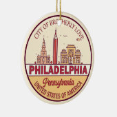 フィラデルフィアペンシルバニアシティスカイラインエンブレム セラミックオーナメント (右)