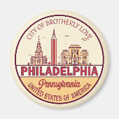 フィラデルフィアペンシルバニアシティスカイラインエンブレム マグネット (正面)