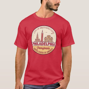 フィラデルフィアペンシルバニアシティスカイラインエンブレム Tシャツ