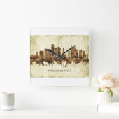 フィラデルフィアペンシルバニアシティスケープ スクエア壁時計 (ホーム)