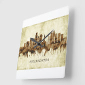 フィラデルフィアペンシルバニアシティスケープ スクエア壁時計 (傾斜)