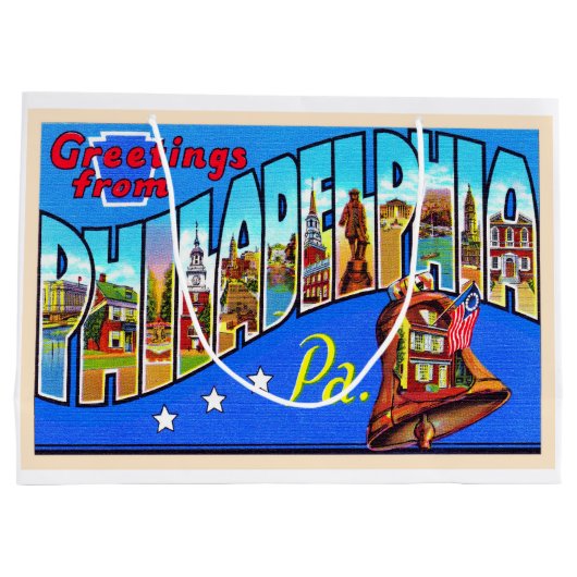 フィラデルフィアペンシルベニアPA大文字はがき ラージペーパーバッグ (裏面)
