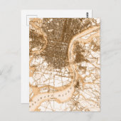 フィラデルフィアヴィンテージの地図 ポストカード (正面/裏面)