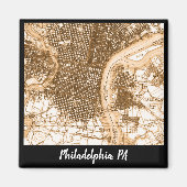 フィラデルフィアヴィンテージの地図 マグネット (正面)