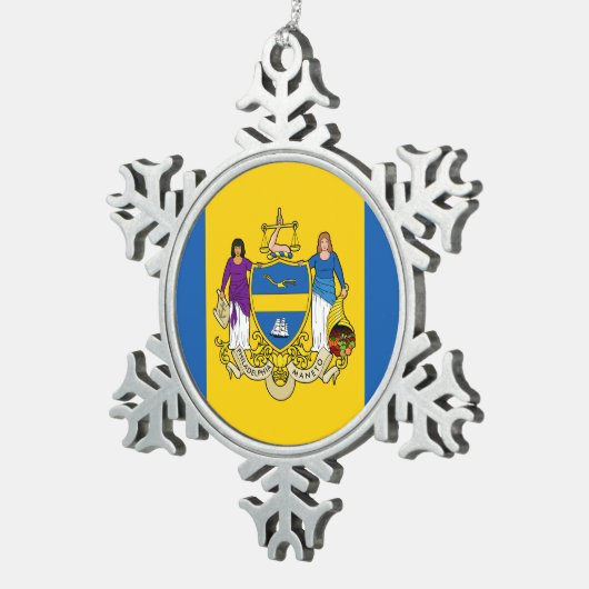 フィラデルフィア国旗、ペンシルバニア州スノーフレーク・プウェート スノーフレークピューターオーナメント (右)