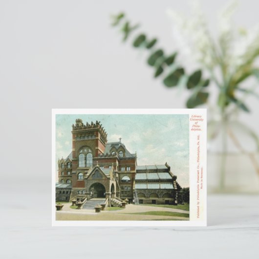 フィラデルフィア大学図書館1907ヴィンテージ ポストカード (スタンド正面)