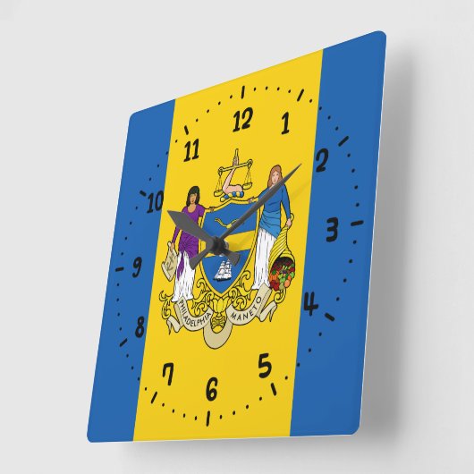 フィラデルフィア州旗、ペンシルバニア州城壁区 スクエア壁時計 (傾斜)