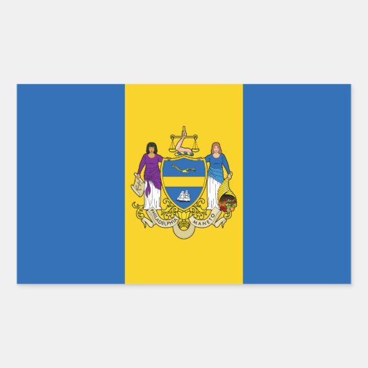 フィラデルフィア州旗、ペンシルバニア州旗 長方形シール (正面)