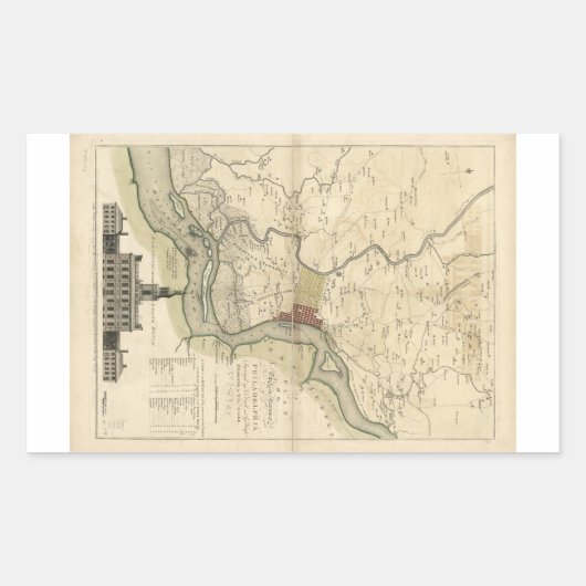 フィラデルフィア市ペンシルバニア州地図(1777) 長方形シール (正面)