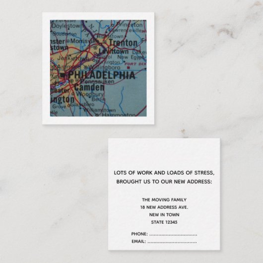 フィラデルフィア引っ越しましたの新しい住所カード エンクロージャーカード (正面/裏面)