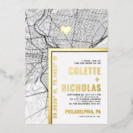 フィラデルフィア愛ロケータ |シティテーマ結婚の 箔招待状
