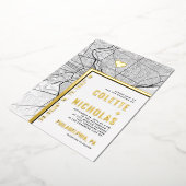 フィラデルフィア愛ロケータ |シティテーマ結婚の 箔招待状 (回転した状態)