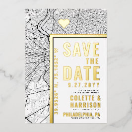 フィラデルフィア愛ロケータ |結婚式の日付の保存 箔招待状