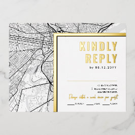 フィラデルフィア愛ロケータ | RSVP返信 箔招待状ポストカード