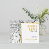 フィラデルフィア愛ロケータ | RSVP返信 箔招待状ポストカード (立ち正面)