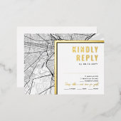 フィラデルフィア愛ロケータ | RSVP返信 箔招待状ポストカード (正面/裏面)