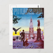 フィラデルフィア旅行のヴィンテージハト ポストカード (正面/裏面)
