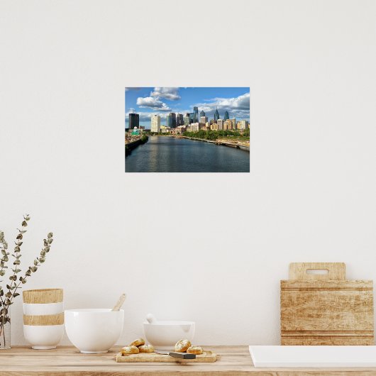 フィラデルフィア昼間スカイラインポスター ポスター (キッチン)