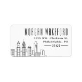フィラデルフィア様式化スカイラインラージ住所 シール (正面)