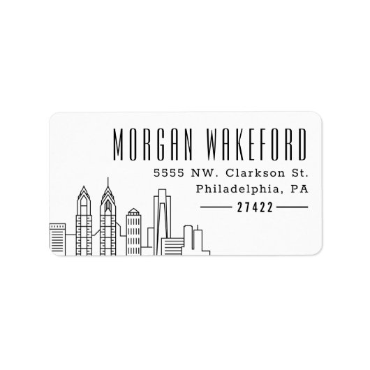 フィラデルフィア様式化スカイラインラージ住所 シール (正面)