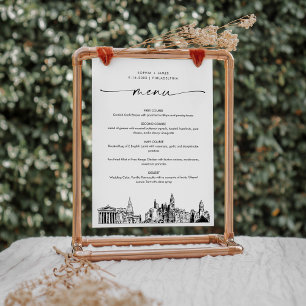 フィラデルフィア結婚スカイラインのディナーメニューカード5x7