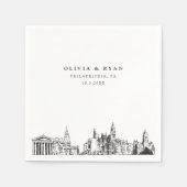 フィラデルフィア結婚スカイライン紙ナプキン スタンダードカクテルナプキン (正面)