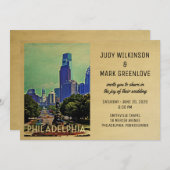 フィラデルフィア結婚式招待状ヴィンテージフィル 招待状 (正面/裏面)
