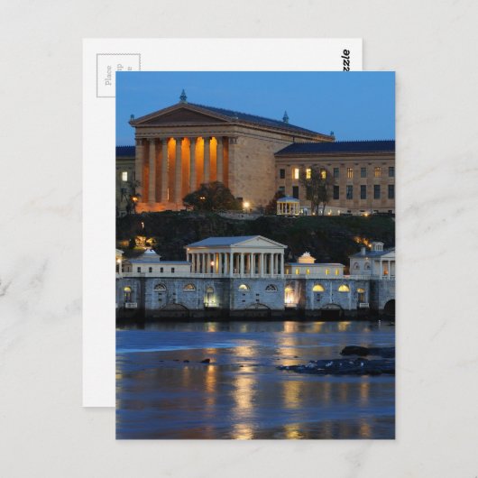 フィラデルフィア美術館とフェアマウントウォーター作品 ポストカード (正面/裏面)