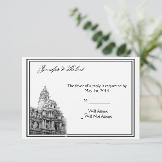 フィラデルフィア行先結婚式の応答カード 出欠カード (スタンド正面)
