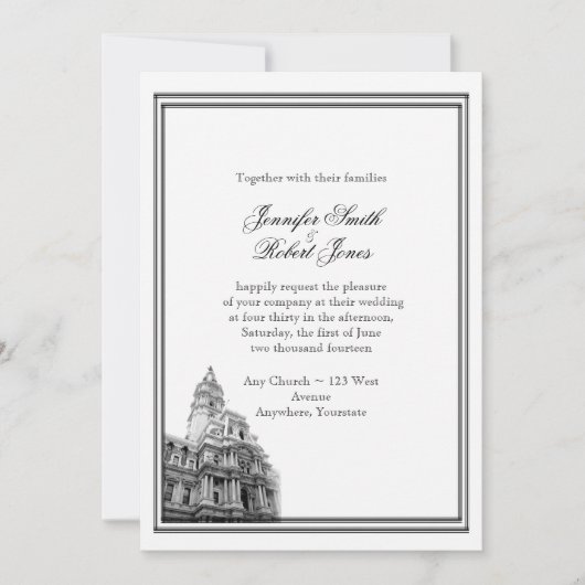 フィラデルフィア行先結婚式招待状 招待状 (正面)