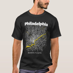 フィラデルフィア通りマップホームタウンプリッド Tシャツ
