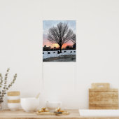 フィラデルフィア雪の日没と木のポスター ポスター (キッチン)