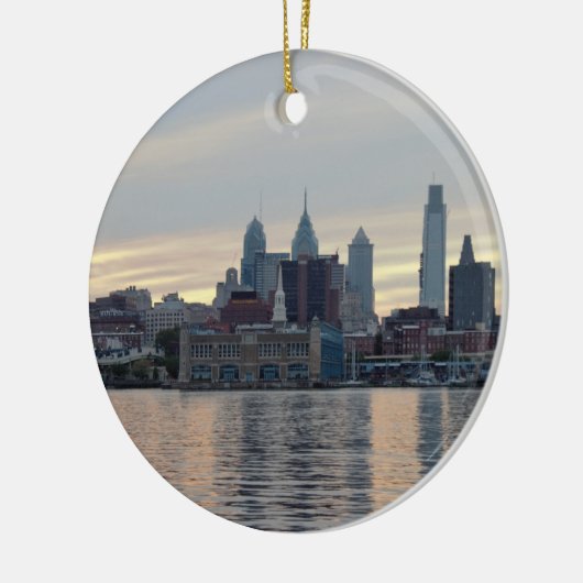 フィラデルフィア・サンセットのスカイライン写真 セラミックオーナメント (左)