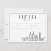フィラデルフィア・スカイライン |ウェディングRSVP +食事の選択 出欠カード (正面)