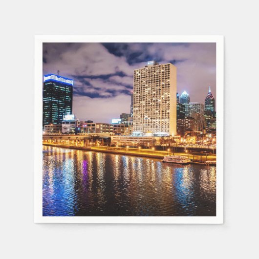フィラデルフィア・スカイライン スタンダードカクテルナプキン (正面)