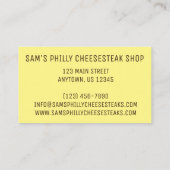 フィラデルフィア・チーズステーキサンドイッチ食品 名刺 (裏面)