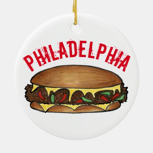 フィラデルフィア・フィリーPAチーズステーキサンドイッチ セラミックオーナメント (裏面)