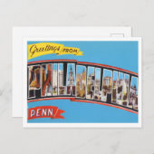 フィラデルフィア,ペンシルバニアヴィンテージビッグレター ポストカード (正面/裏面)