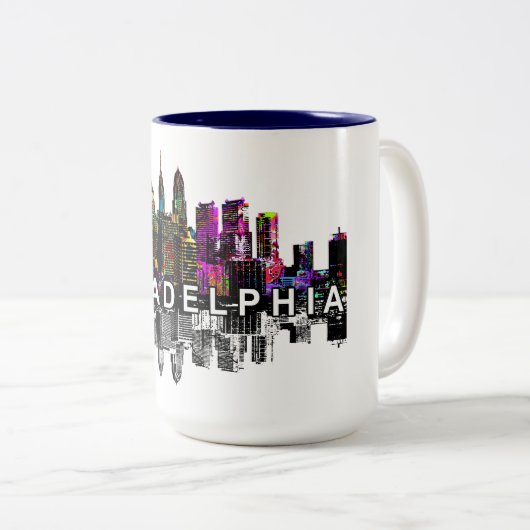 フィラデルフィア，ペンシルバニア州グラフィティ ツートーンマグカップ (正面右)