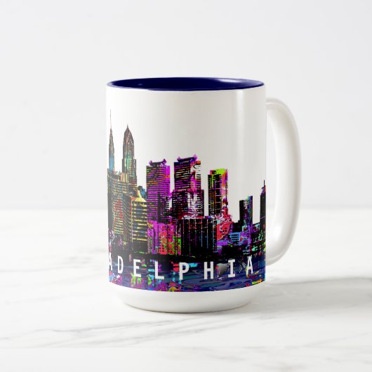 フィラデルフィア，ペンシルバニア州グラフィティ ツートーンマグカップ (正面右)