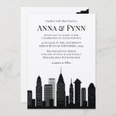 フィラデルフィア・ペンシルバニア結婚シティ・スカイラインの請求書 招待状 (正面/裏面)