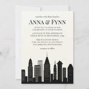 フィラデルフィア・ペンシルバニア結婚シティ・スカイラインの請求書 招待状