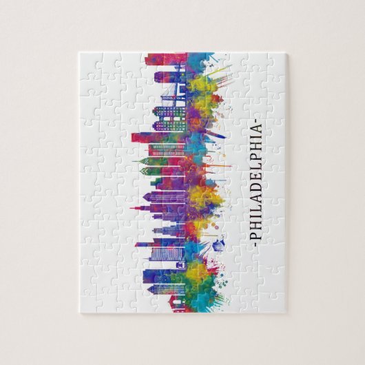 フィラデルフィア・ペンシルバニア・スカイライン ジグソーパズル (縦)