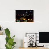 フィラデルフィア・ペンシルバニア、夜のダウンタウン。 ポスター (ホームオフィス)