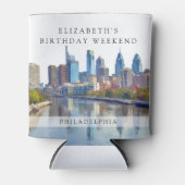 フィラデルフィア 水彩画 バースデー ウィークエンド 缶クーラー (正面)