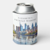 フィラデルフィア 水彩画 バースデー ウィークエンド 缶クーラー (缶裏面)