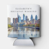 フィラデルフィア 水彩画 誕生日週末 缶クーラー (裏面)