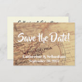 フィラデルフィアPAヴィンテージマップ セーブザデート (正面/裏面)